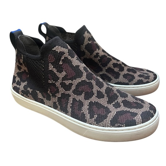 Rothy's Chelsea Women's 7.5 High Top Sneakers Wildcat Leopard Print Washable - Picture 1 of 11